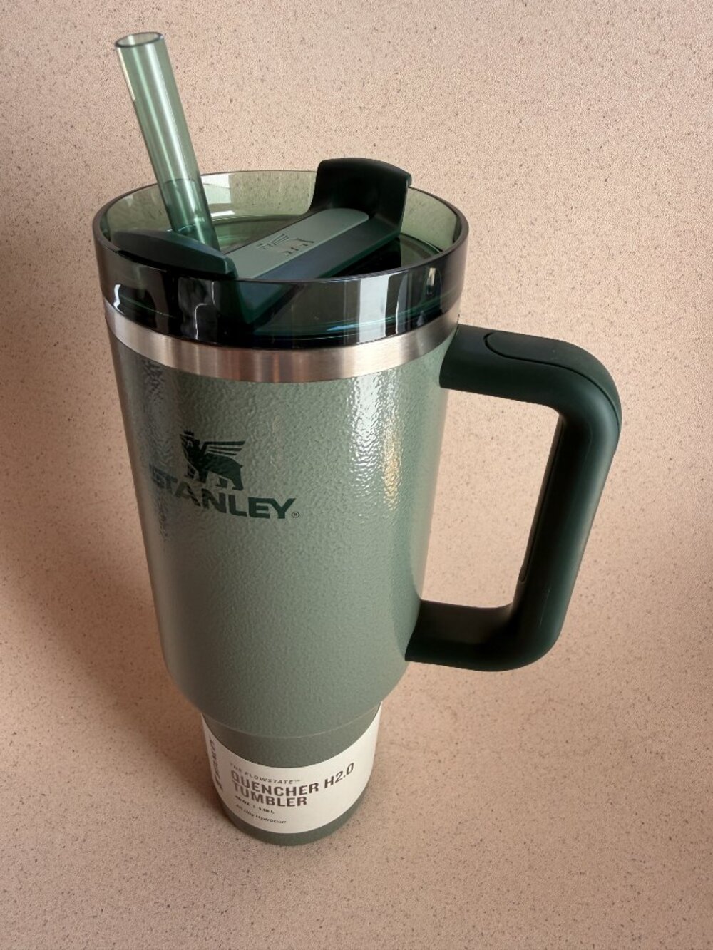 Stanley The Quencher H2.0 Flowstate 40-Ounce Tumbler Hammertone Green NWT - Picture 4 of 7